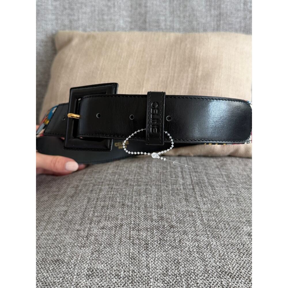 🩶 👙Celine Leather Belt with Branded Loop and Square Buckle